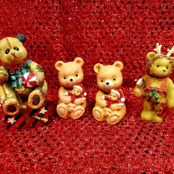 Lot 4 Teddy Bear Collectible Christmas Figurines incl. Cherished Teddies Rodney - Picture 2 of 6